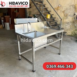 Bồn rửa inox 1 hố có bàn chờ