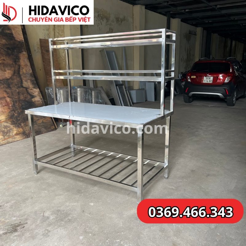bàn chắt inox có giá để gia vị