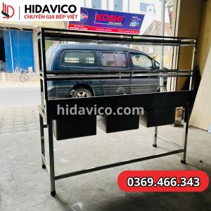 chậu rửa inox 3 hố có kệ bát