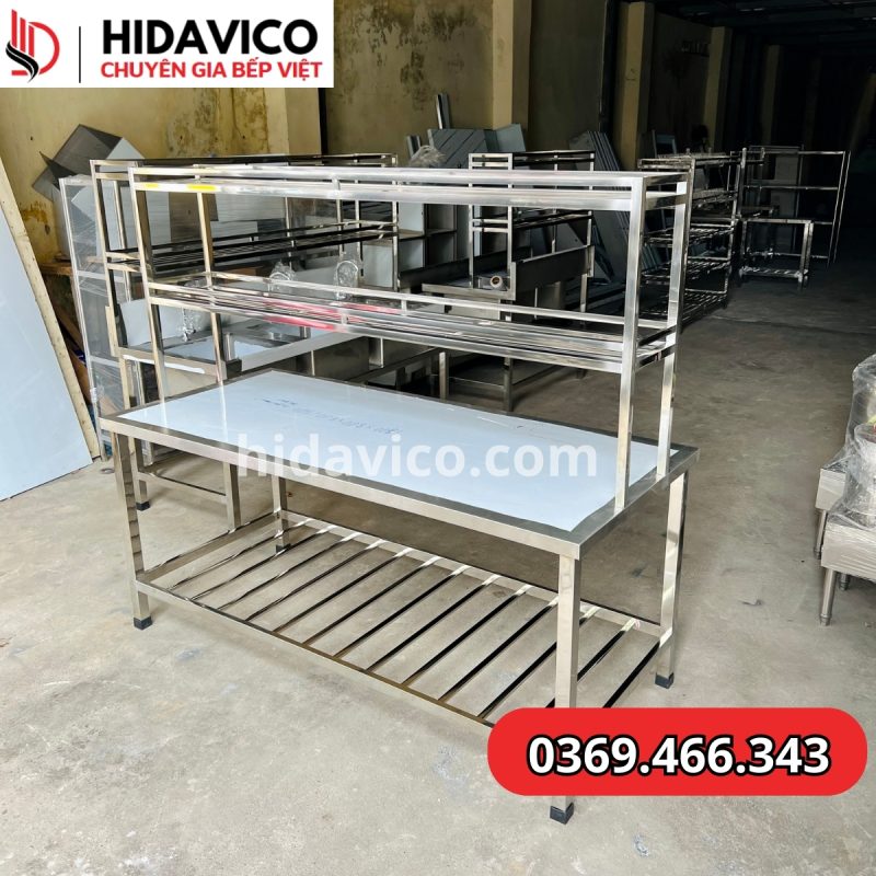 bàn chắt inox có giá để gia vị