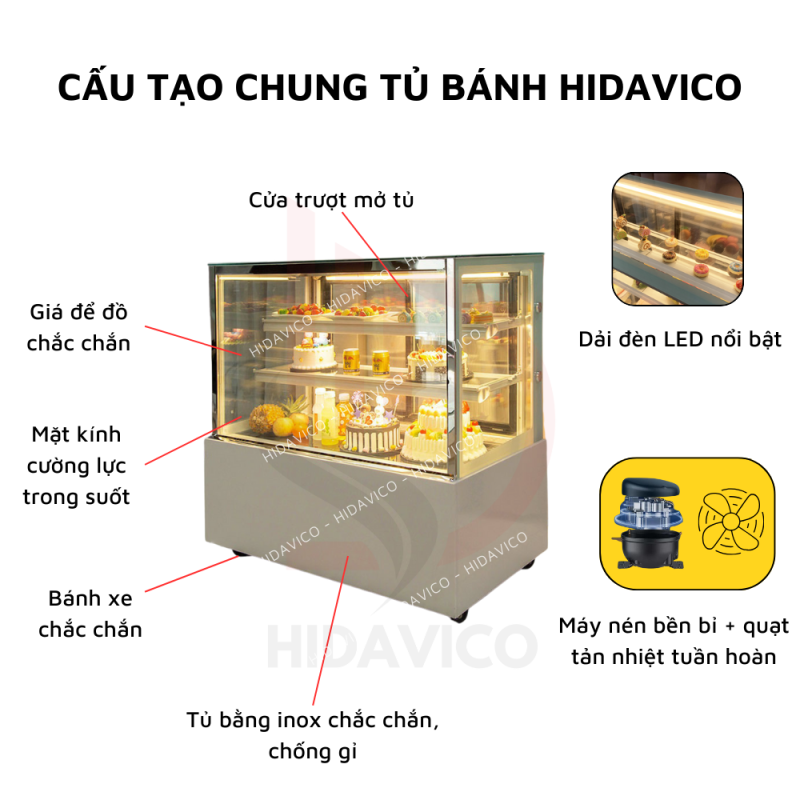 cấu tạo tủ bánh kem